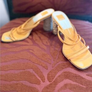 Dolce Vita Orange Strappy Heels with Raffia heel